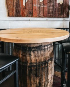 custom table top on top of a barrel
