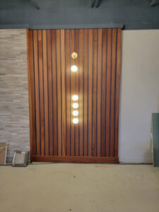 wooden shiplap accent wall