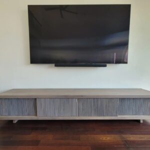 large custom grey wood entertainment unit